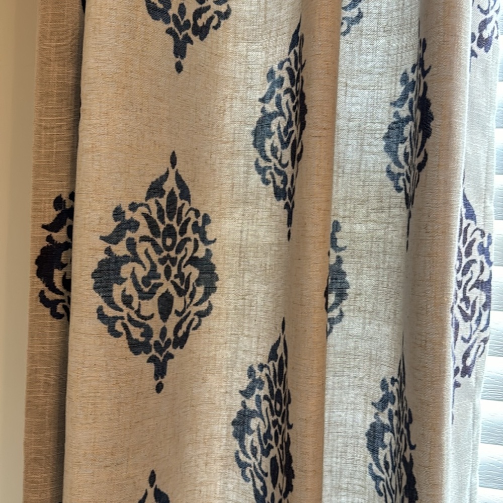 Pretty Grey & Blue Curtains - Picture 3 of 4
